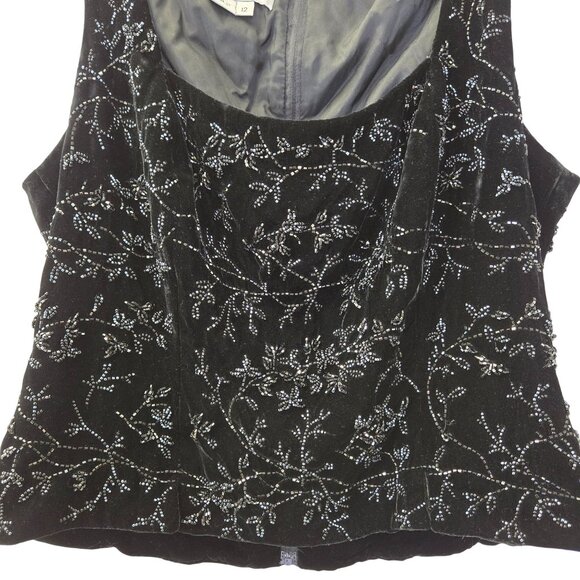 Kay Unger Silk Blend Velvet Beaded Special Occasion Top Size 12 - Picture 4 of 7